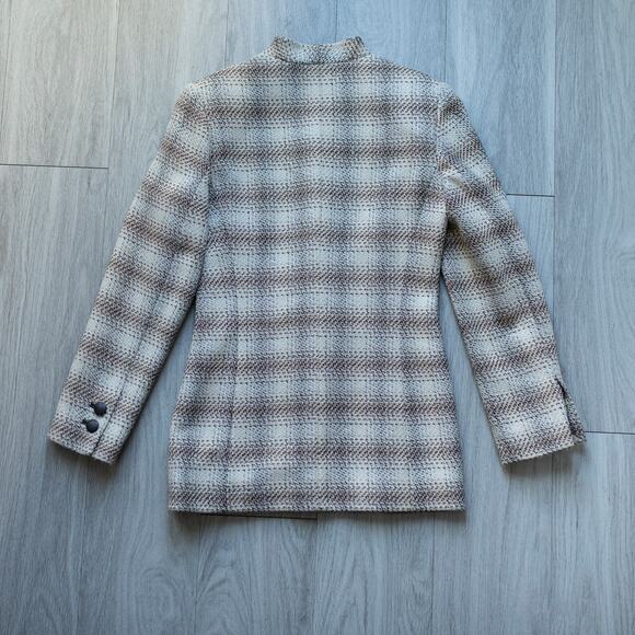 VTG Louis Féraud Wool Plaid Blazer Jacket Minimalist Old Money Parisian Style - Picture 5 of 10